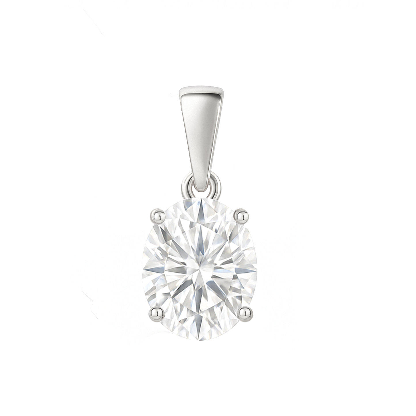 10K Gold Oval Cut Moissanite Solitaire Pendant Only - Dangle Bail