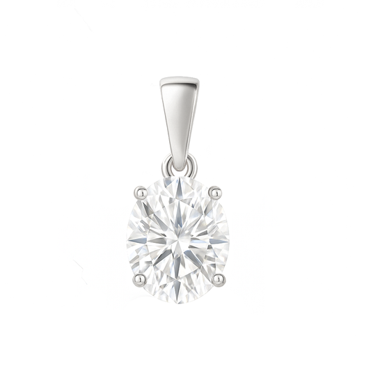 10K Gold Oval Cut Moissanite Solitaire Pendant Only - Dangle Bail