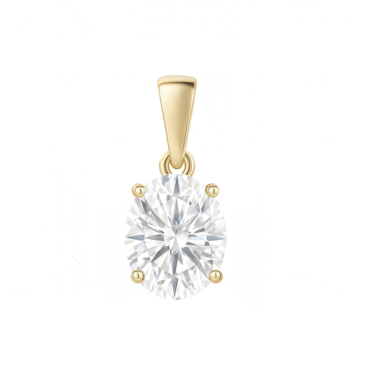 10K Gold Oval Cut Moissanite Solitaire Pendant Only - Dangle Bail