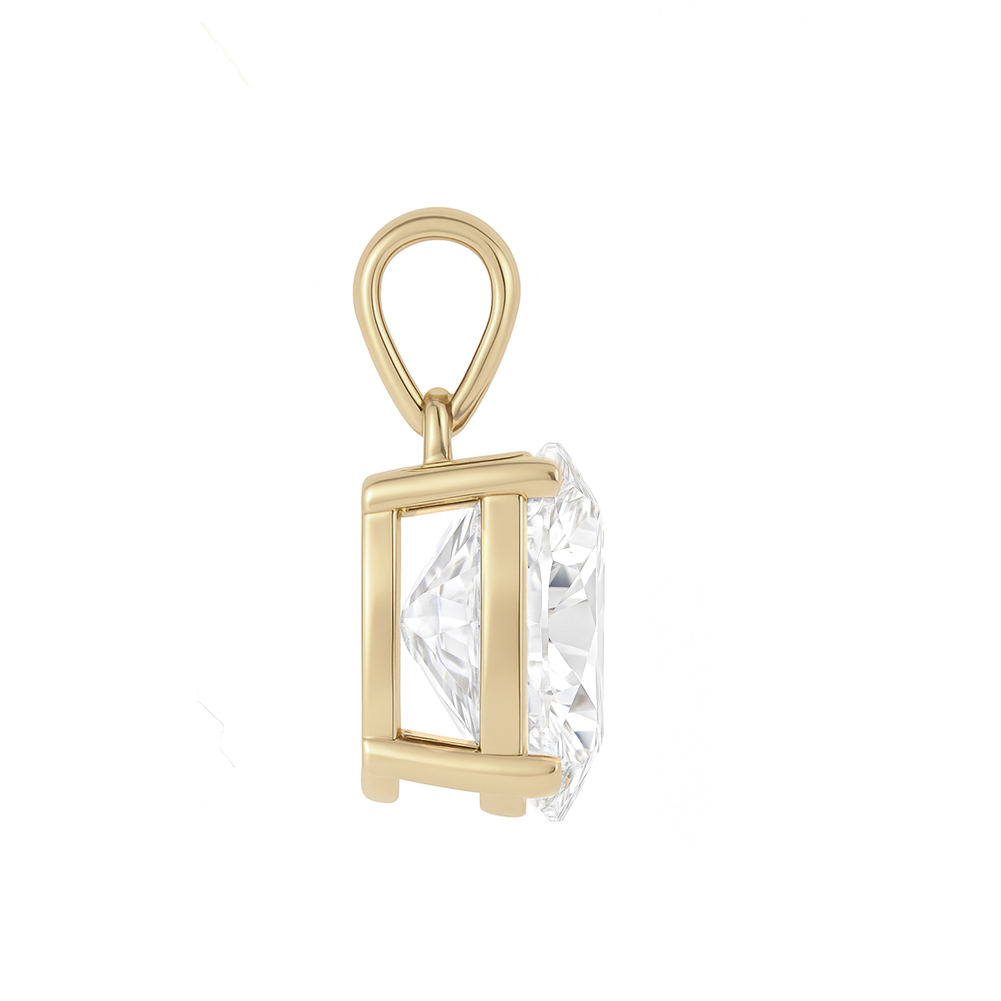 10K Gold Oval Cut Moissanite Solitaire Pendant Only - Dangle Bail