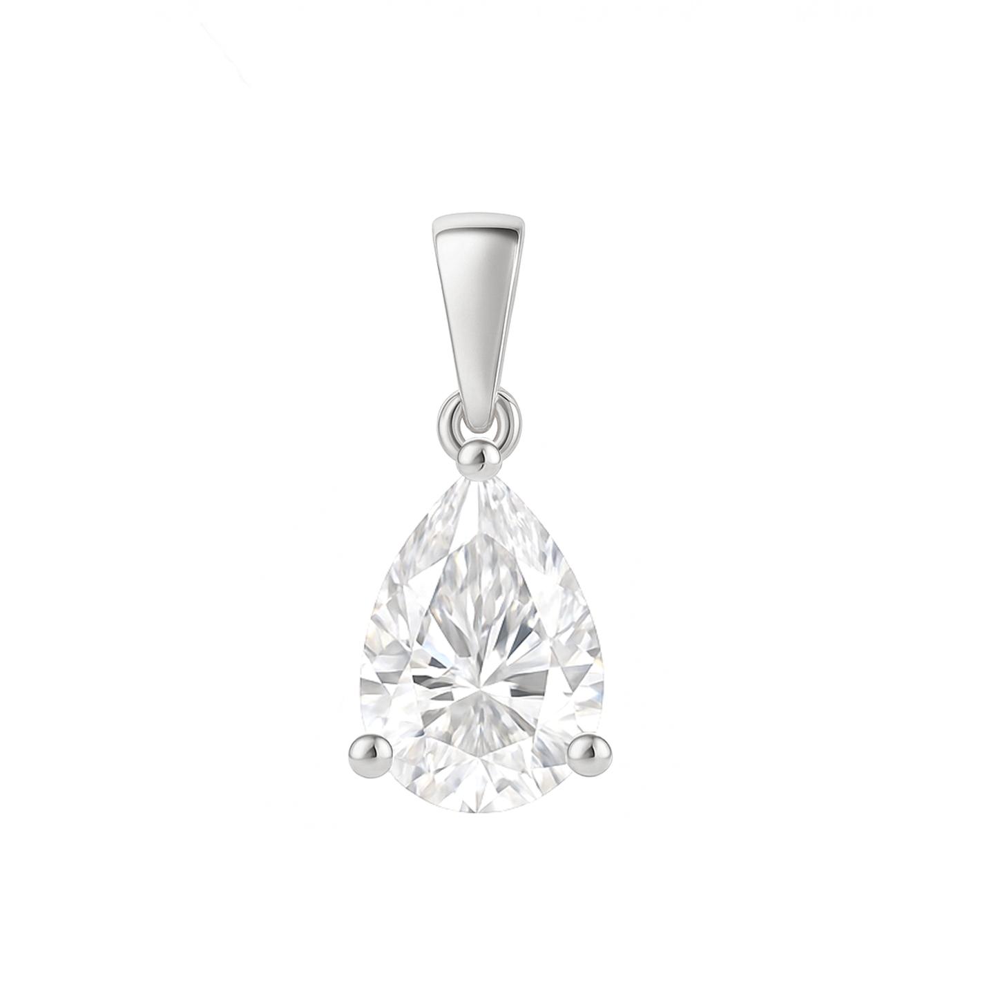 10K Gold Pear Cut Moissanite Solitaire Pendant Only - Dangle Bail