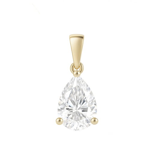 10K Gold Pear Cut Moissanite Solitaire Pendant Only - Dangle Bail