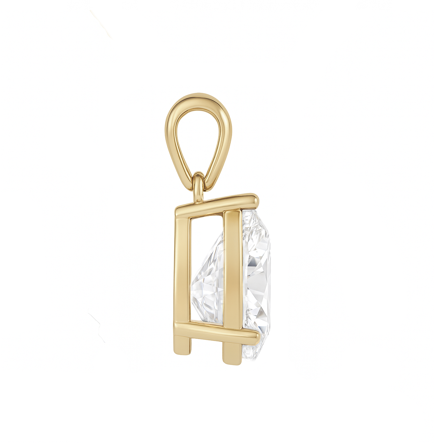 10K Gold Pear Cut Moissanite Solitaire Pendant Only - Dangle Bail