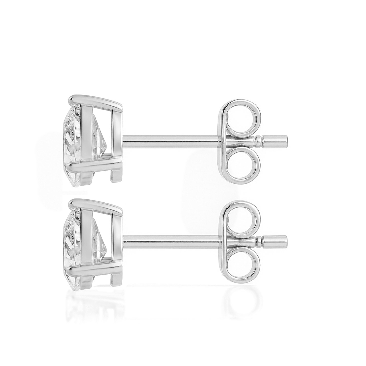 10K Gold Pear Cut Moissanite Solitaire Stud Earrings - Push Backs