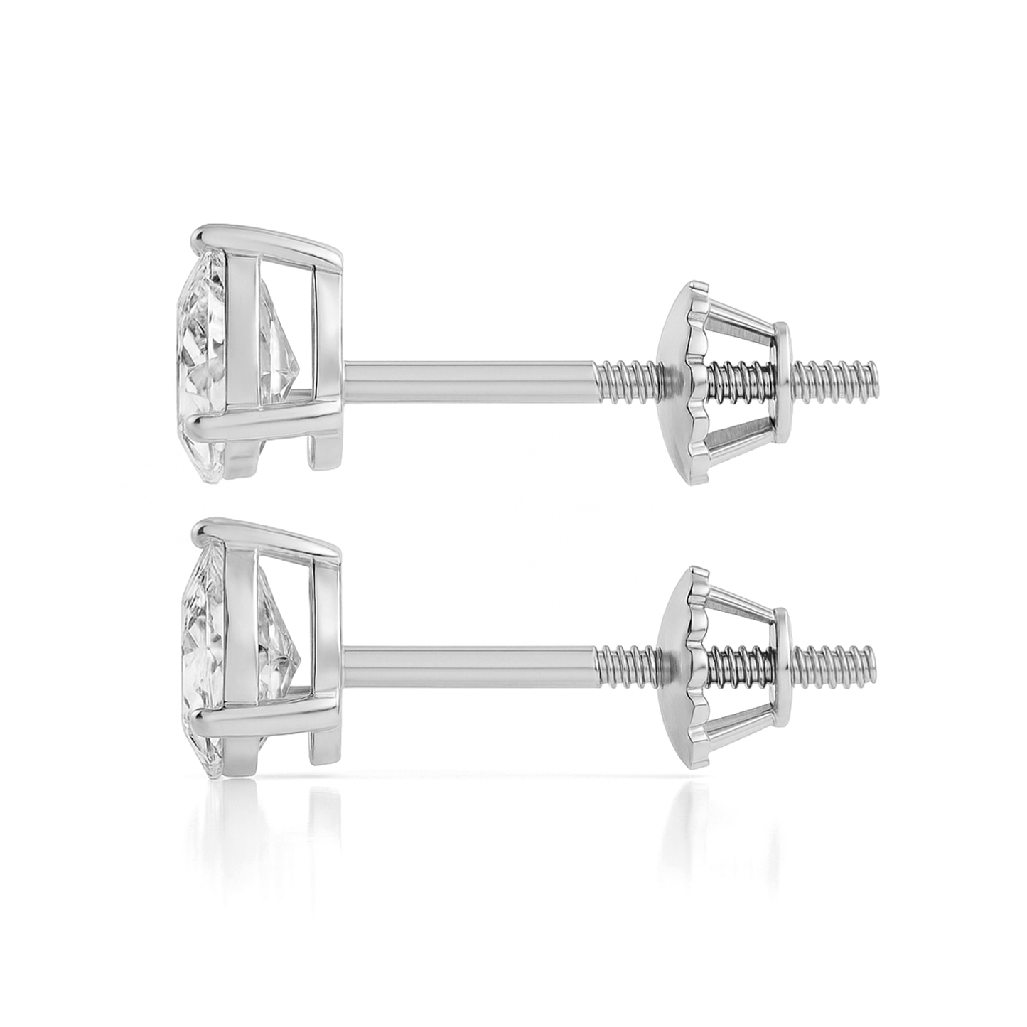 10K Gold Pear Cut Moissanite Solitaire Stud Earrings - Screw Backs