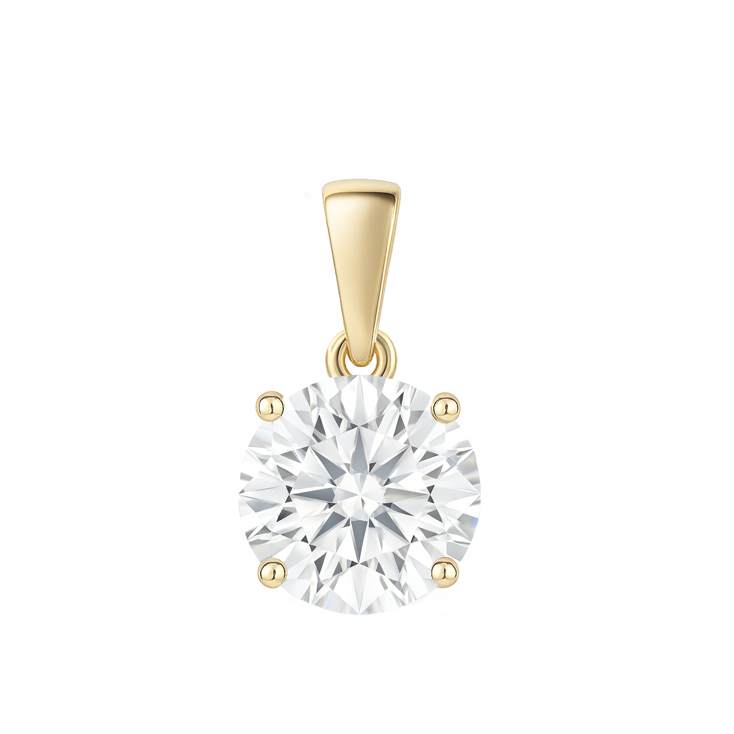 10K Gold Round Cut Moissanite Solitaire Pendant Only - Dangle Bail