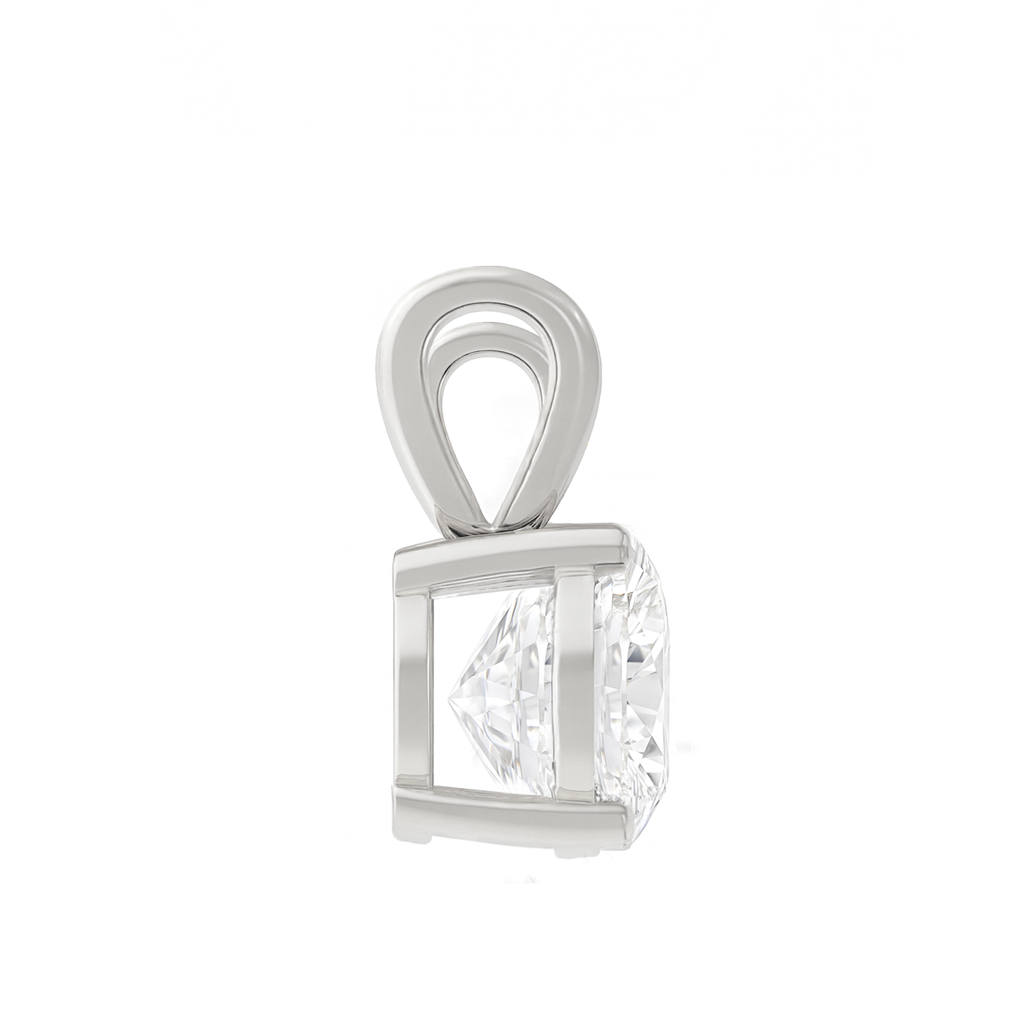 10K Gold Round Cut Moissanite Solitaire Pendant Only - Double Loop Bail