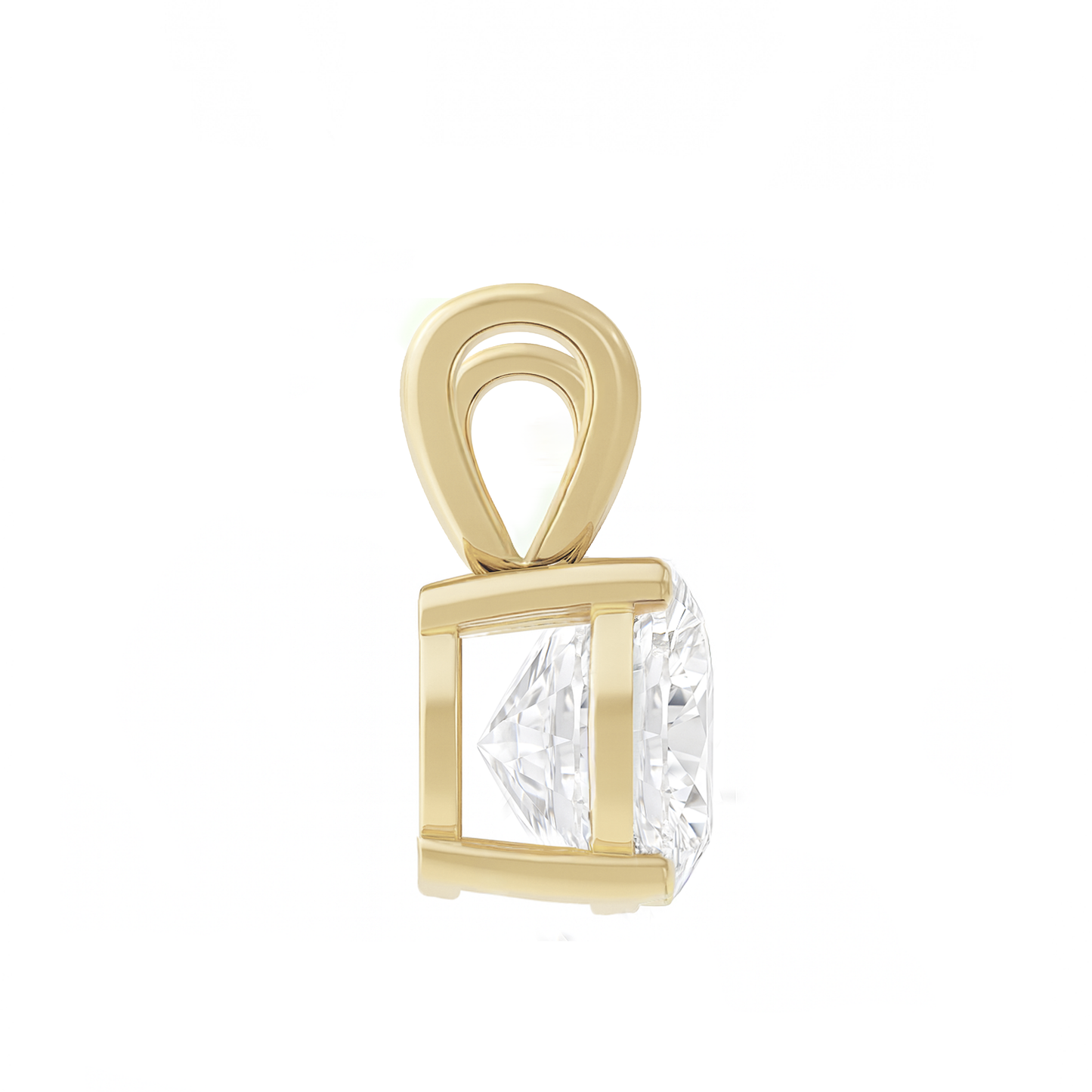 10K Gold Round Cut Moissanite Solitaire Pendant Only - Double Loop Bail