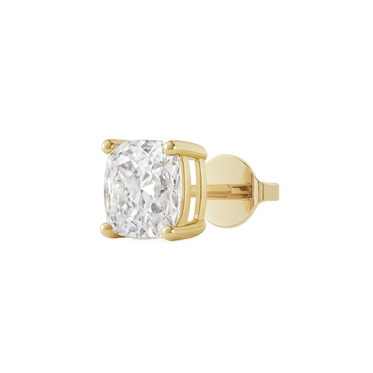 10K Gold Cushion Cut Moissanite Solitaire Single Stud Earring - Push Back