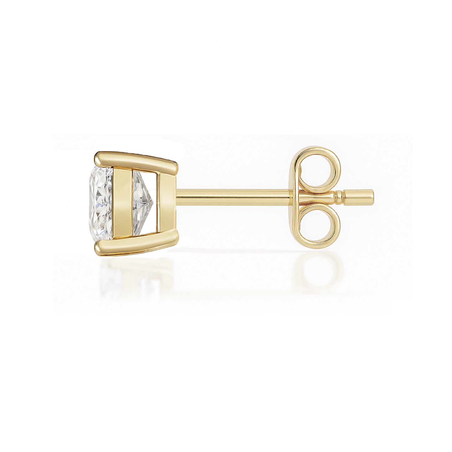 10K Gold Cushion Cut Moissanite Solitaire Single Stud Earring - Push Back