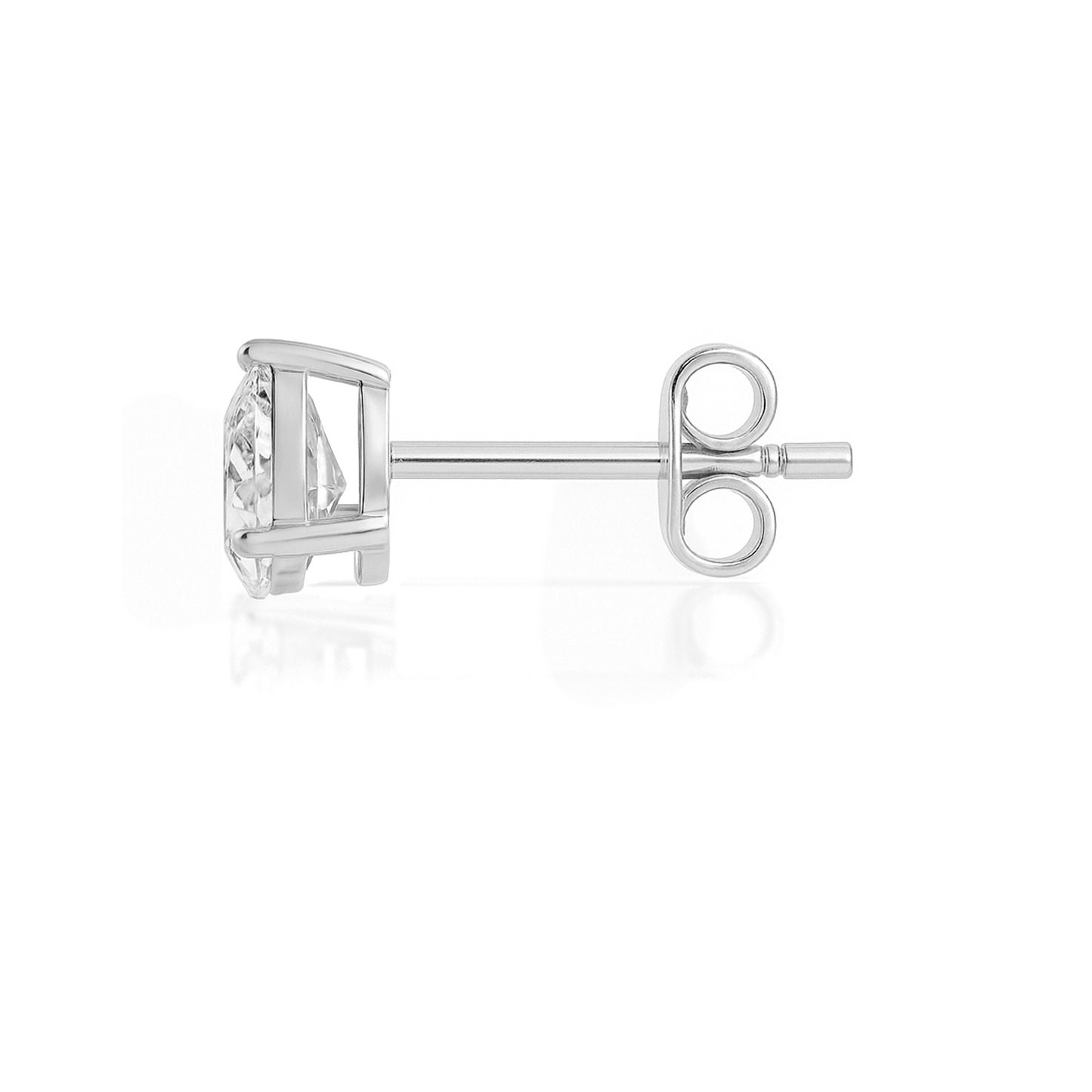 10K Gold Pear Cut Moissanite Solitaire Single Stud Earring - Push Back