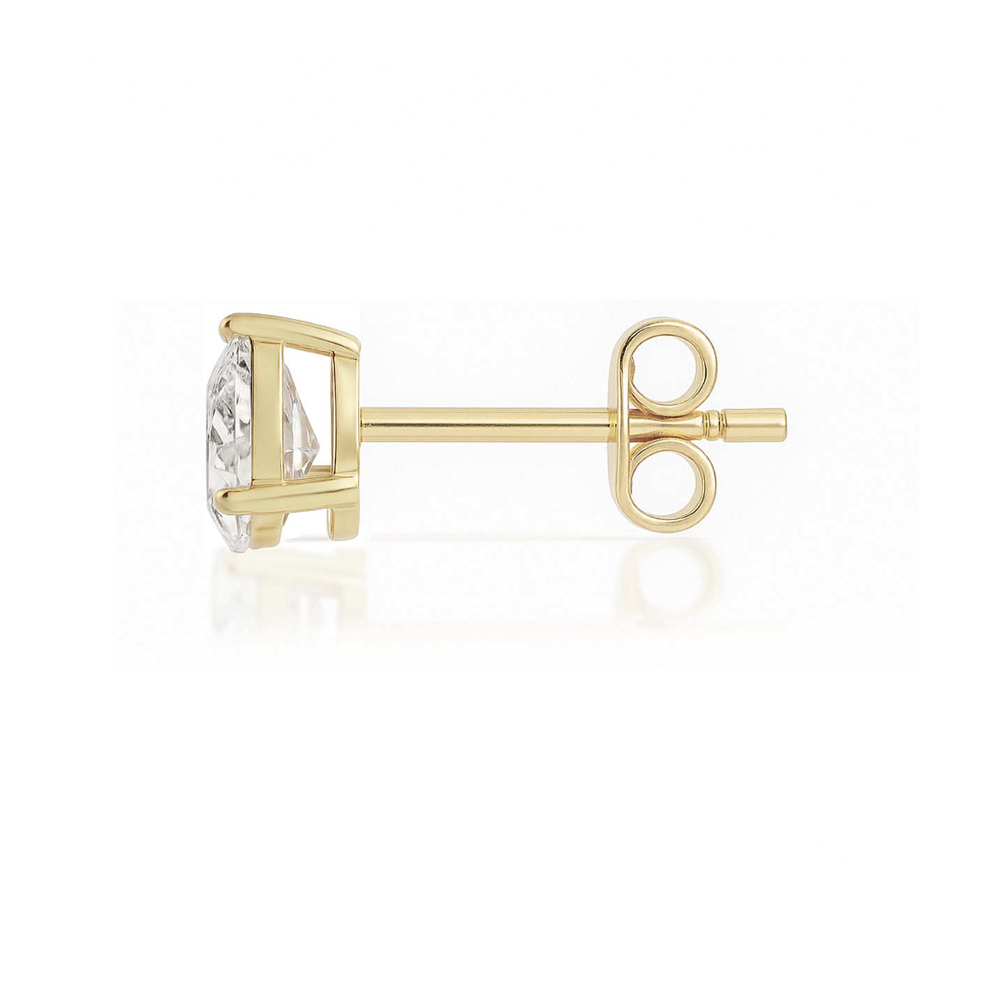 10K Gold Pear Cut Moissanite Solitaire Single Stud Earring - Push Back