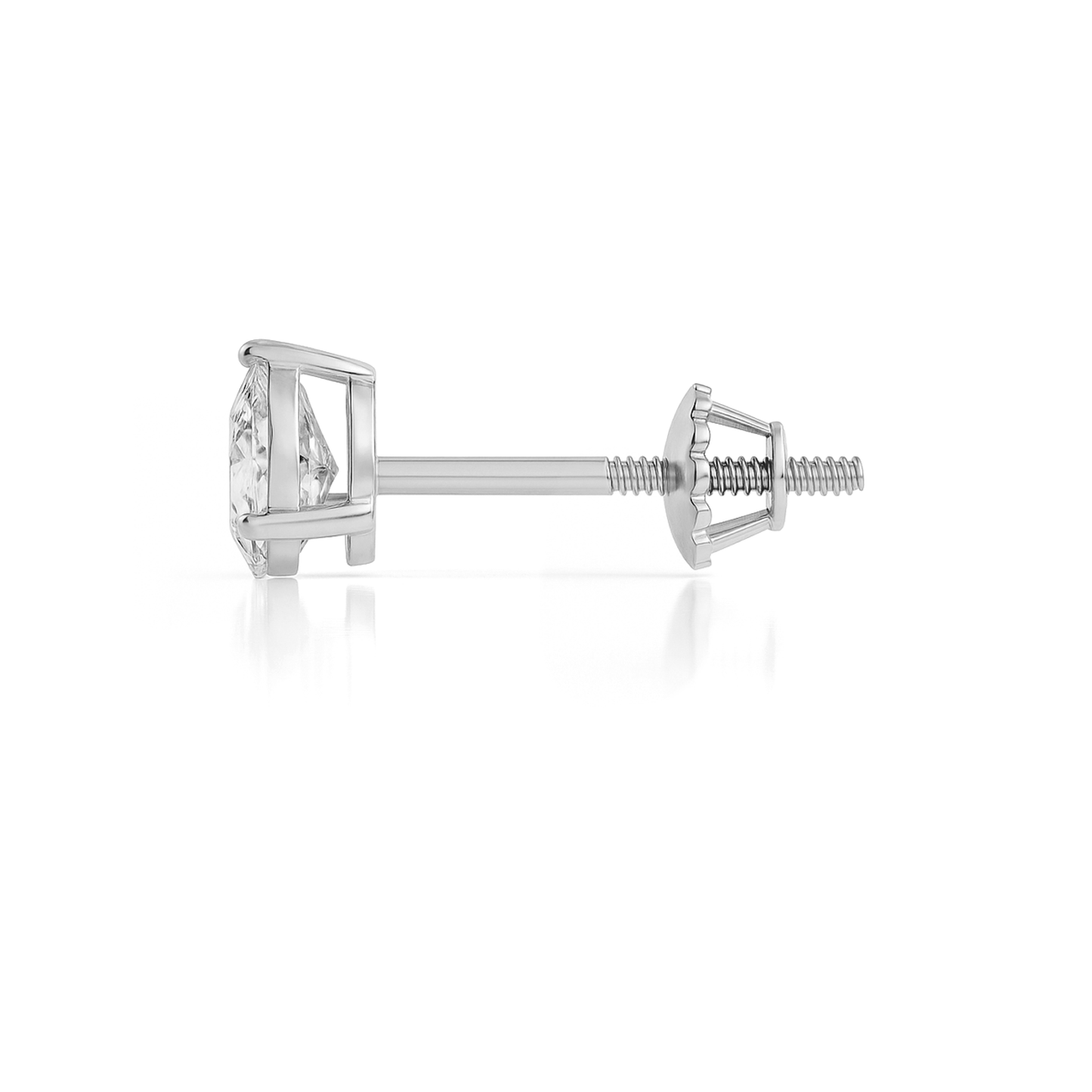 10K Gold Pear Cut Moissanite Solitaire Single Stud Earring - Screw Back