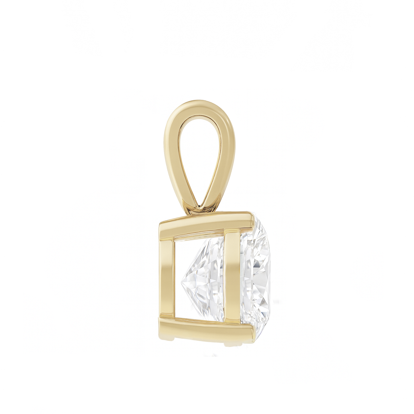 10K Gold Round Cut Moissanite Solitaire Pendant Only - Solid Bail