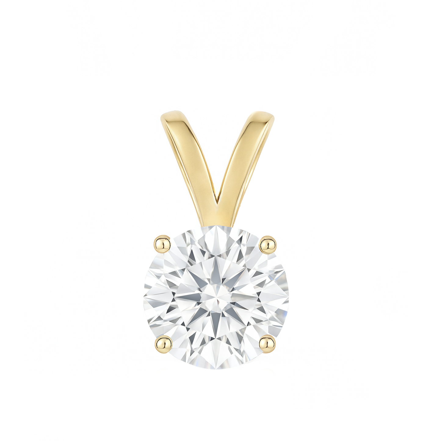 10K Gold Round Cut Moissanite Solitaire Pendant Only - Double Loop Bail