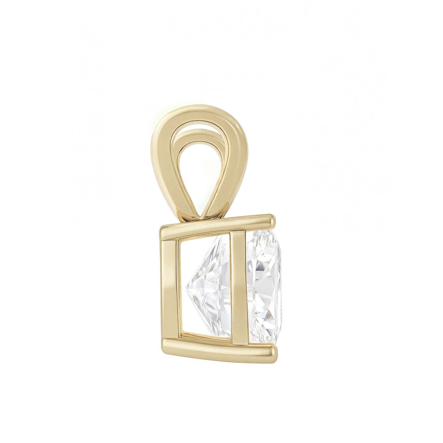 10K Gold Cushion Cut Moissanite Solitaire Pendant Only - Double Loop Bail