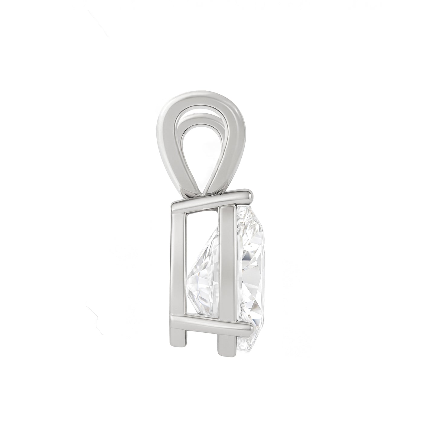 10K Gold Pear Cut Moissanite Solitaire Pendant Only - Double Loop bail