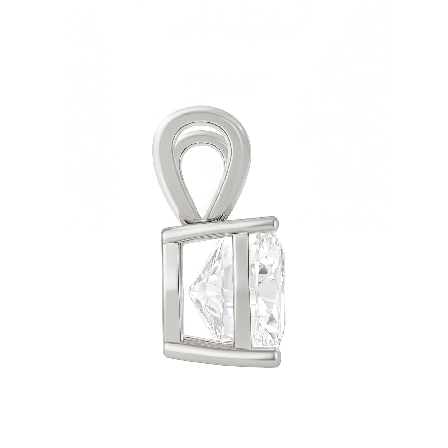 10K Gold Cushion Cut Moissanite Solitaire Pendant Only - Double Loop Bail