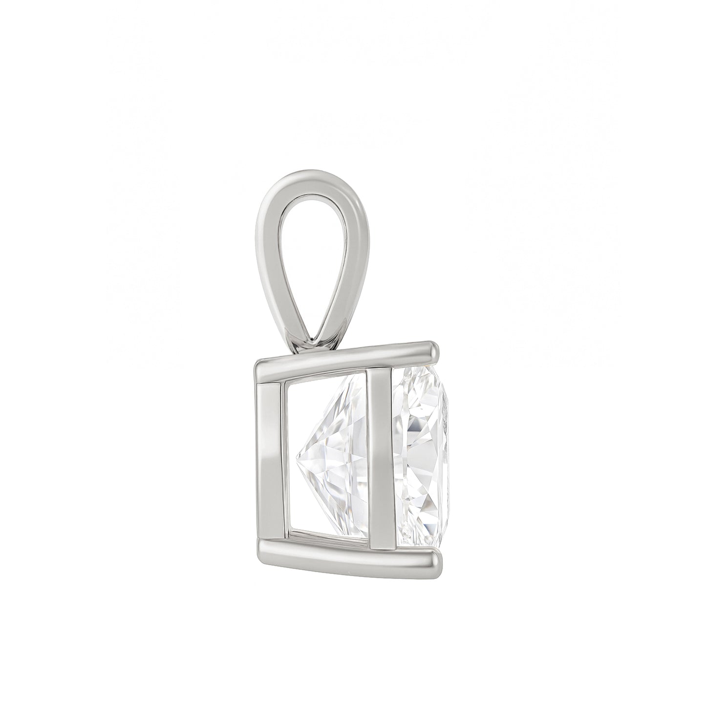 10K Gold Cushion Cut Moissanite Solitaire Pendant Only - Solid Bail