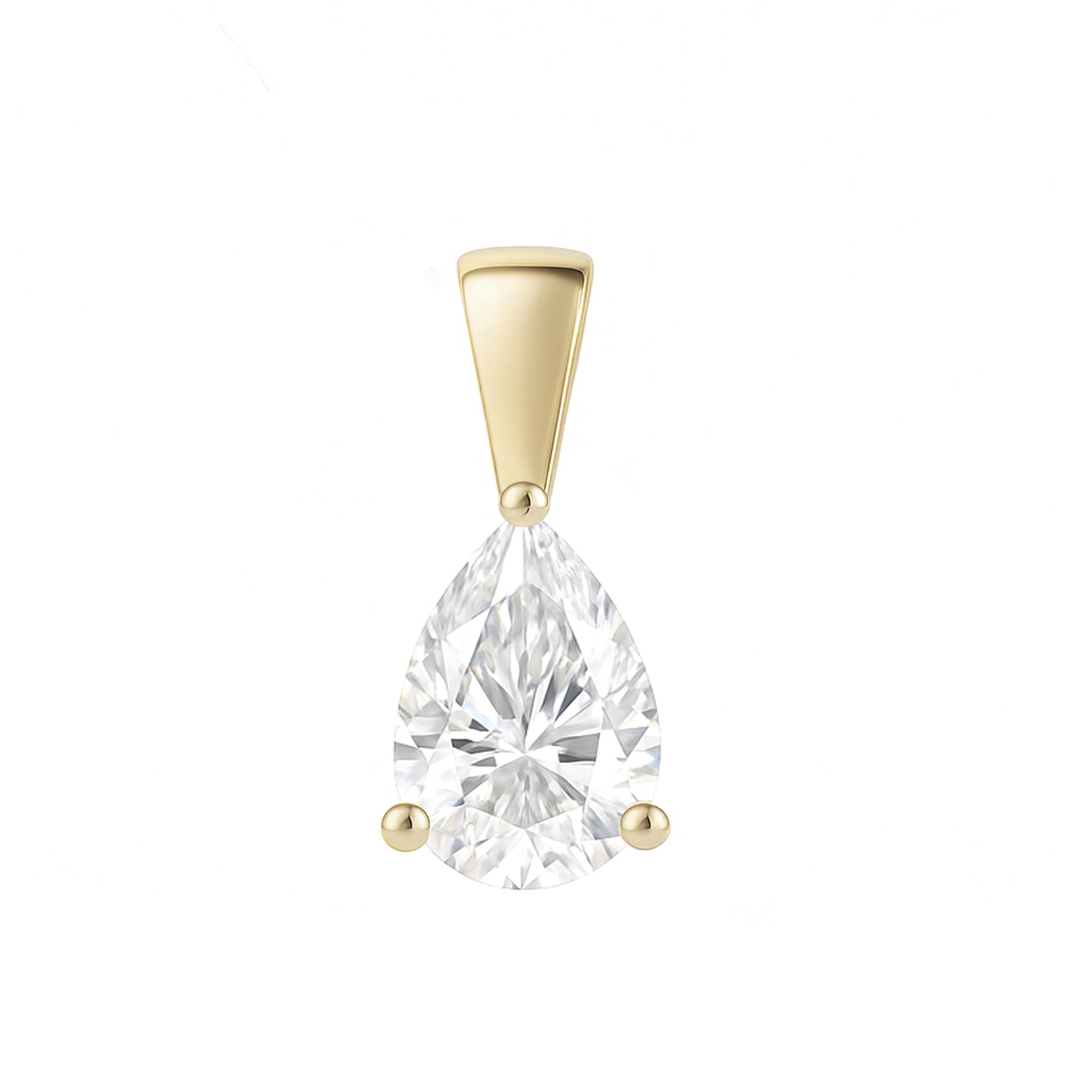 10K Gold Pear Cut Moissanite Solitaire Pendant Only - Solid Bail