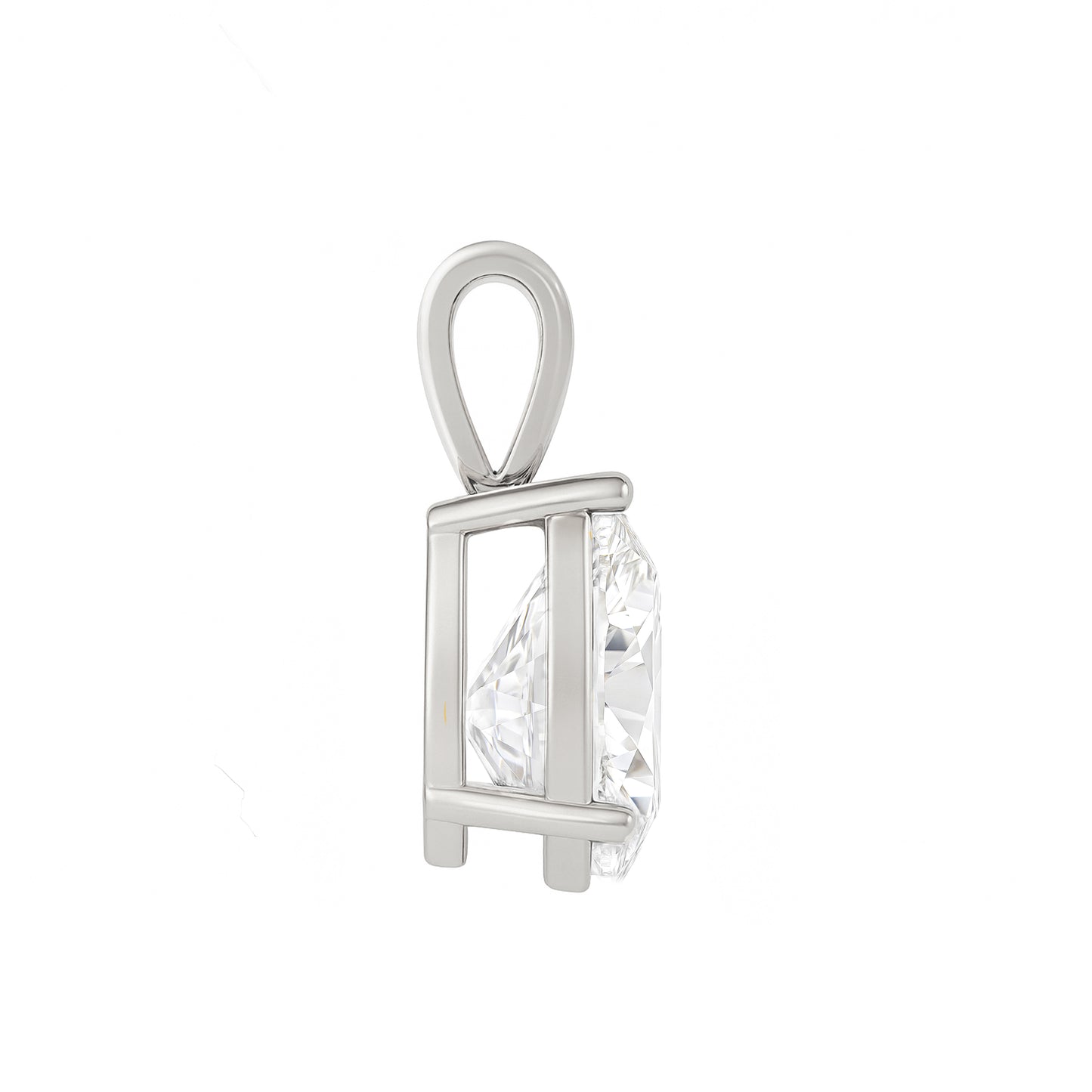 10K Gold Pear Cut Moissanite Solitaire Pendant Only - Solid Bail
