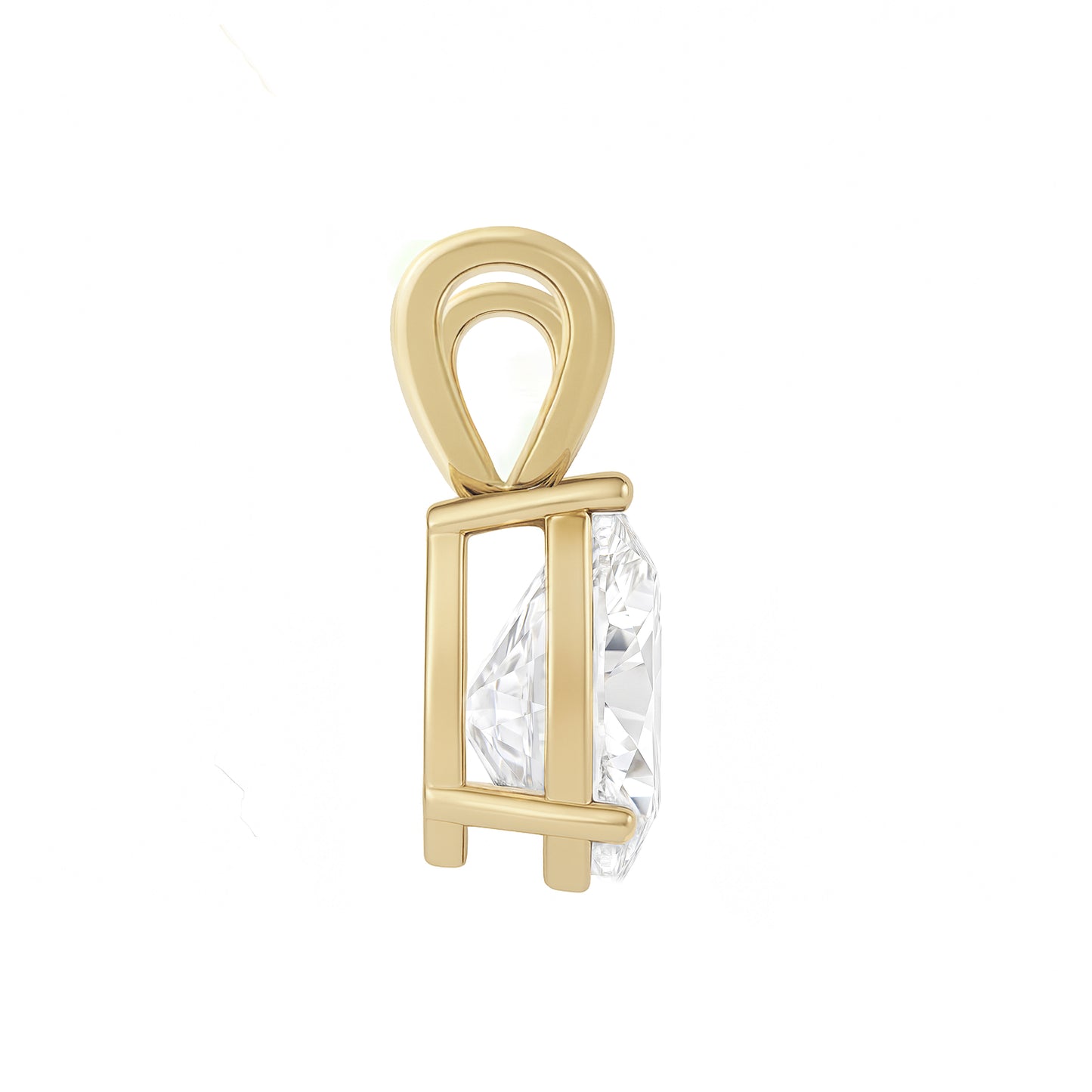10K Gold Pear Cut Moissanite Solitaire Pendant Only - Double Loop bail
