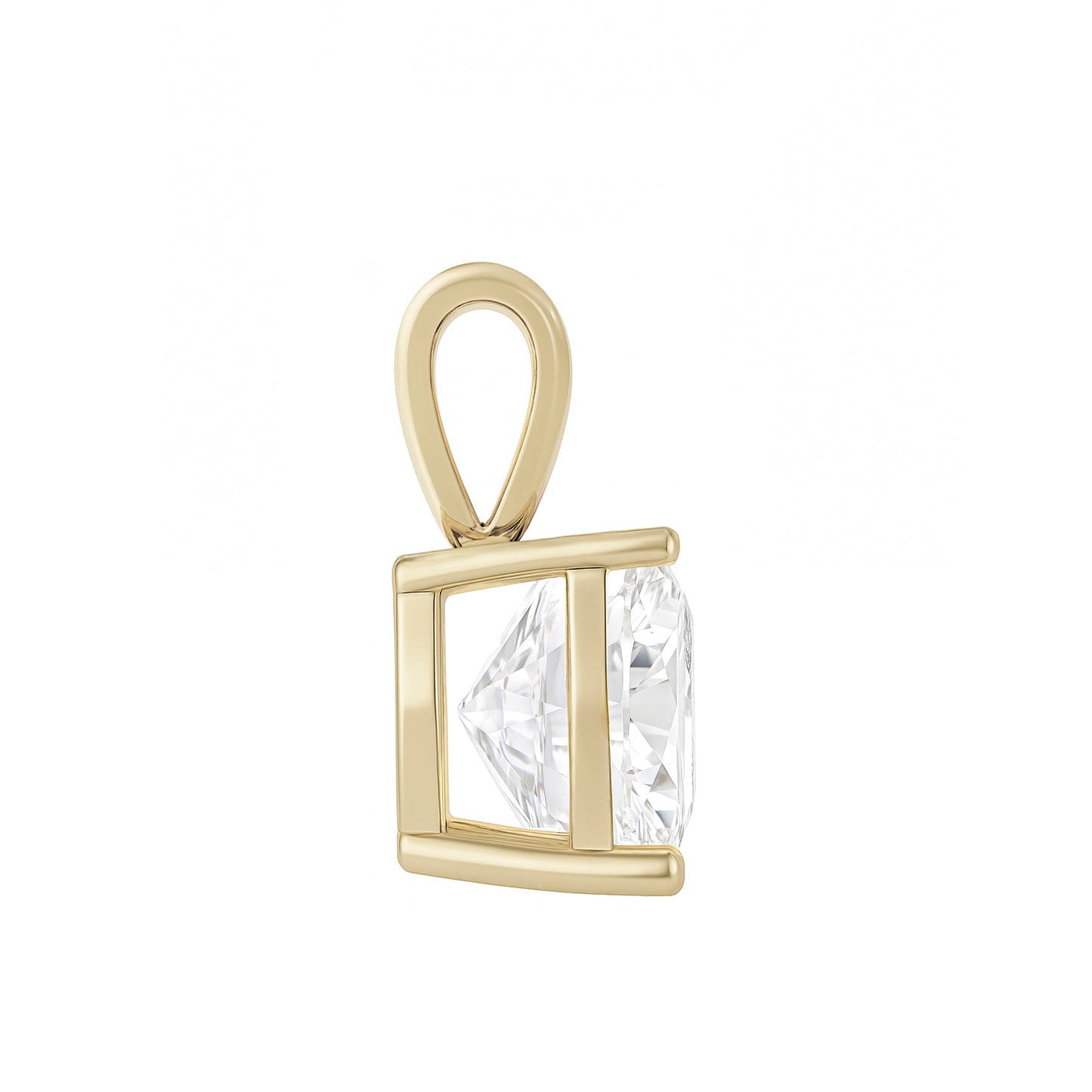 10K Gold Cushion Cut Moissanite Solitaire Pendant Only - Solid Bail