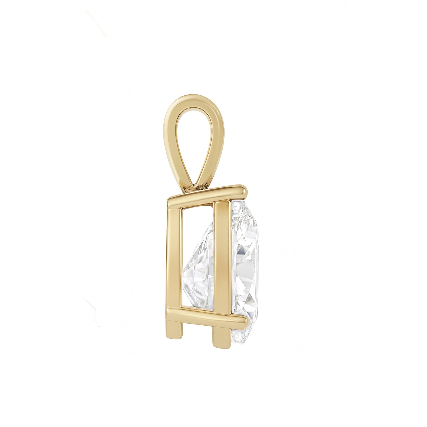 10K Gold Pear Cut Moissanite Solitaire Pendant Only - Solid Bail