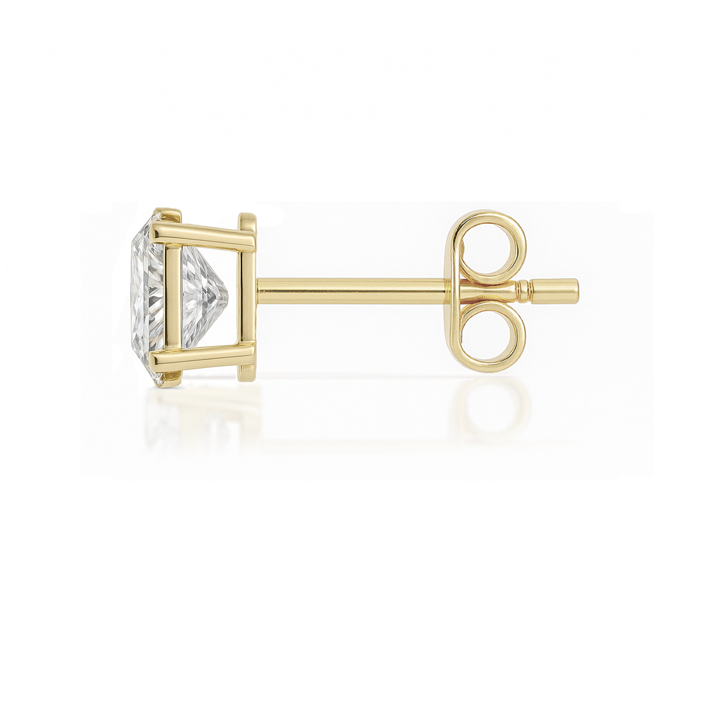 10K Gold Oval Cut Moissanite Solitaire Single Stud Earring - Push Back