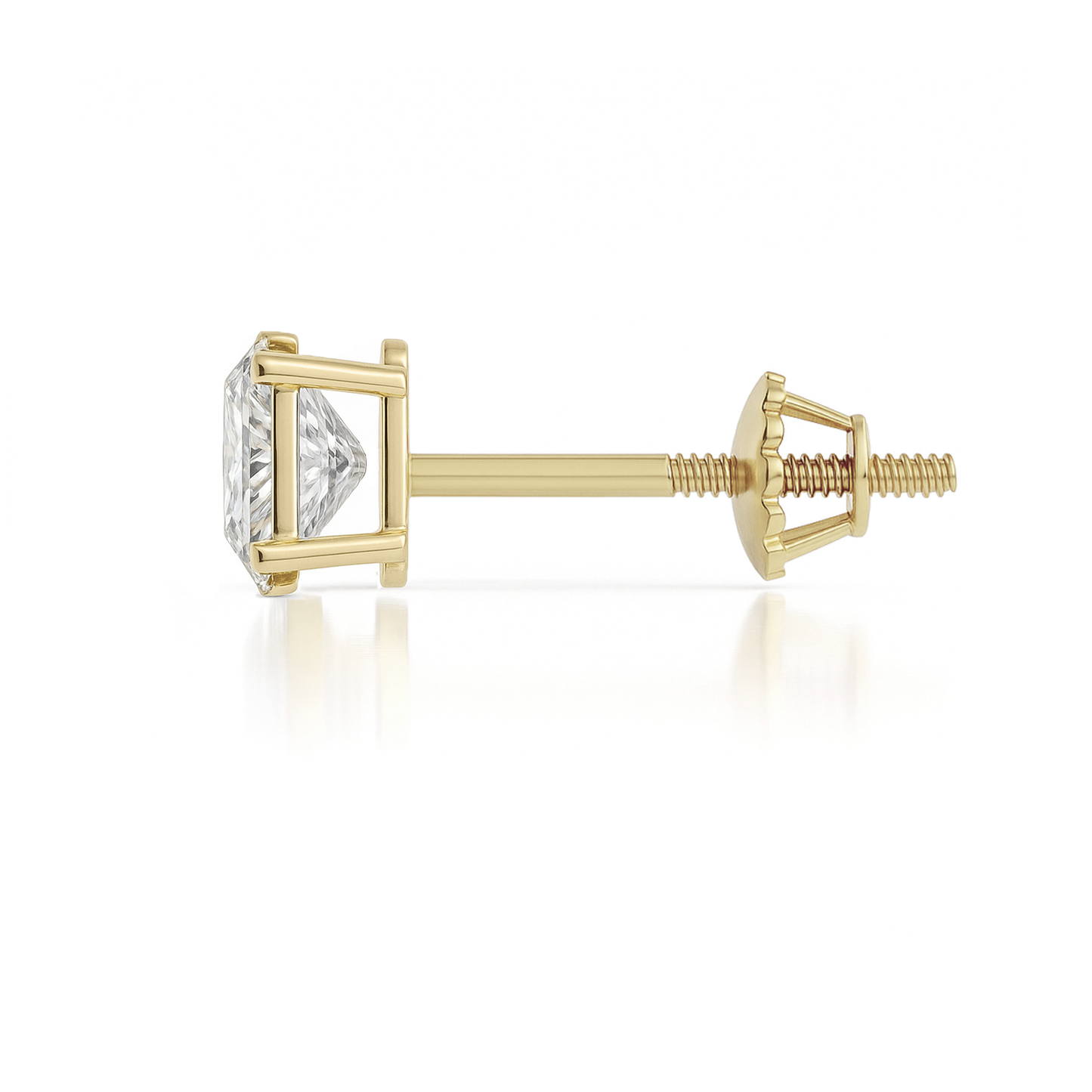 10K Gold Oval Cut Moissanite Solitaire Single Stud Earring - Screw Back