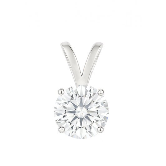 14K Gold Round Cut Moissanite Solitaire Pendant Only - Double Loop Bail