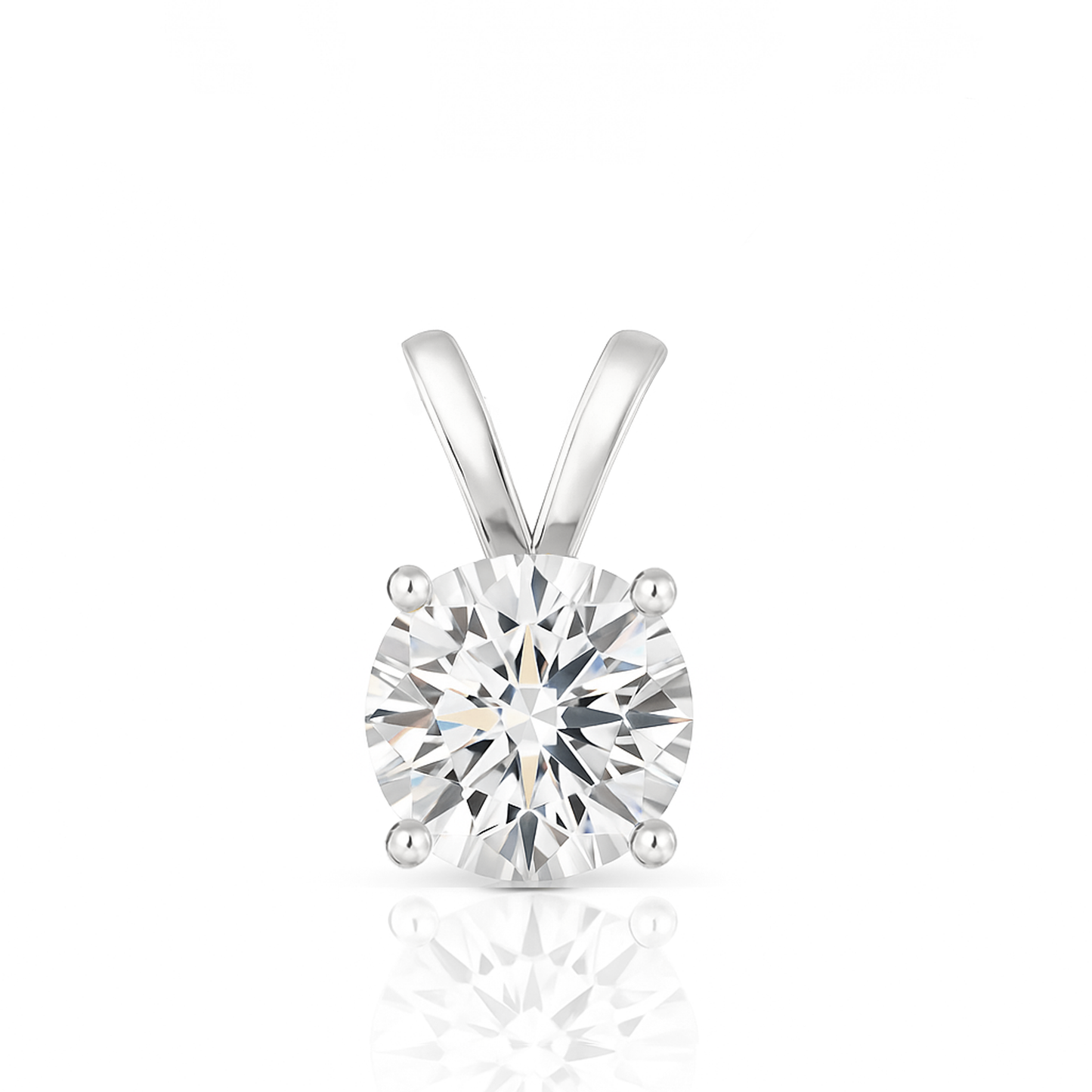 14K Gold Round Cut Moissanite Solitaire Pendant Only - Double Loop Bail