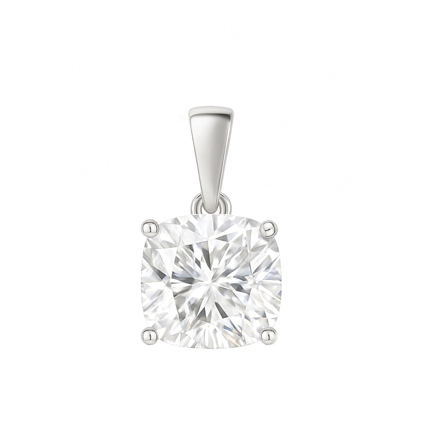 14K Gold Cushion Cut Moissanite Solitaire Pendant Only - Dangle Bail
