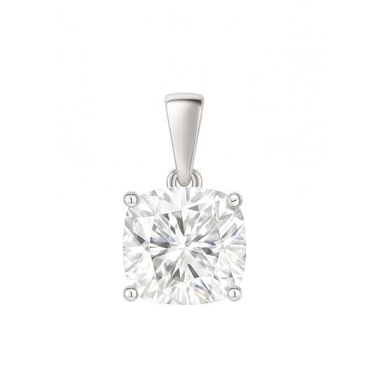 14K Gold Cushion Cut Moissanite Solitaire Pendant Only - Dangle Bail