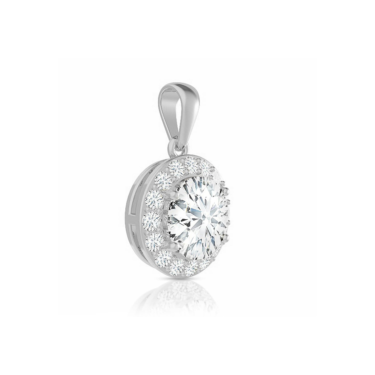 Round Cut Halo Moissanite Necklace – Dangle Bail