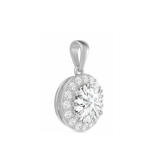 14K Gold Round Cut Halo Moissanite Pendant Only - Dangle Bail