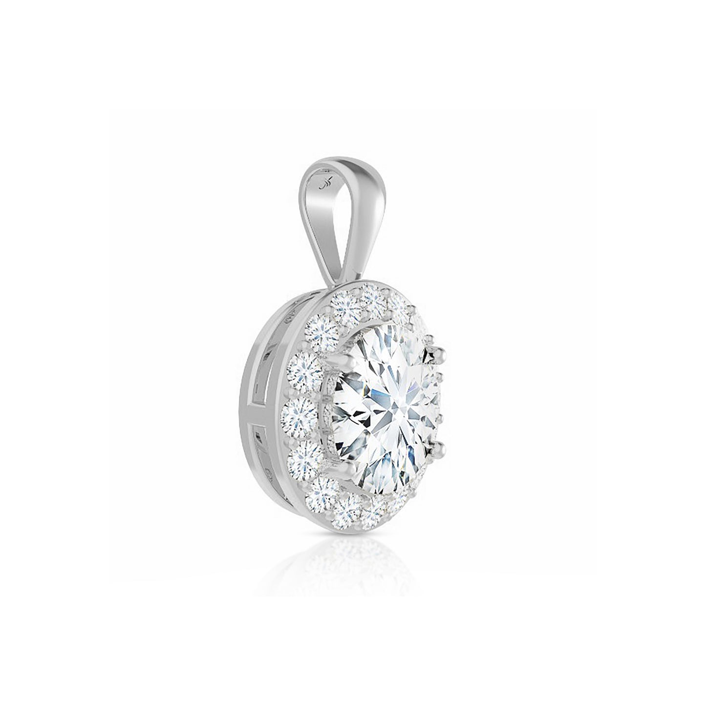 Round Cut Halo Moissanite Necklace – Solid Bail