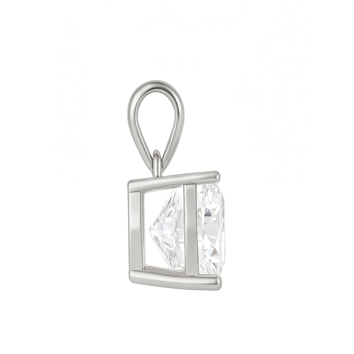 14K Gold Cushion Cut Moissanite Solitaire Pendant Only - Dangle Bail