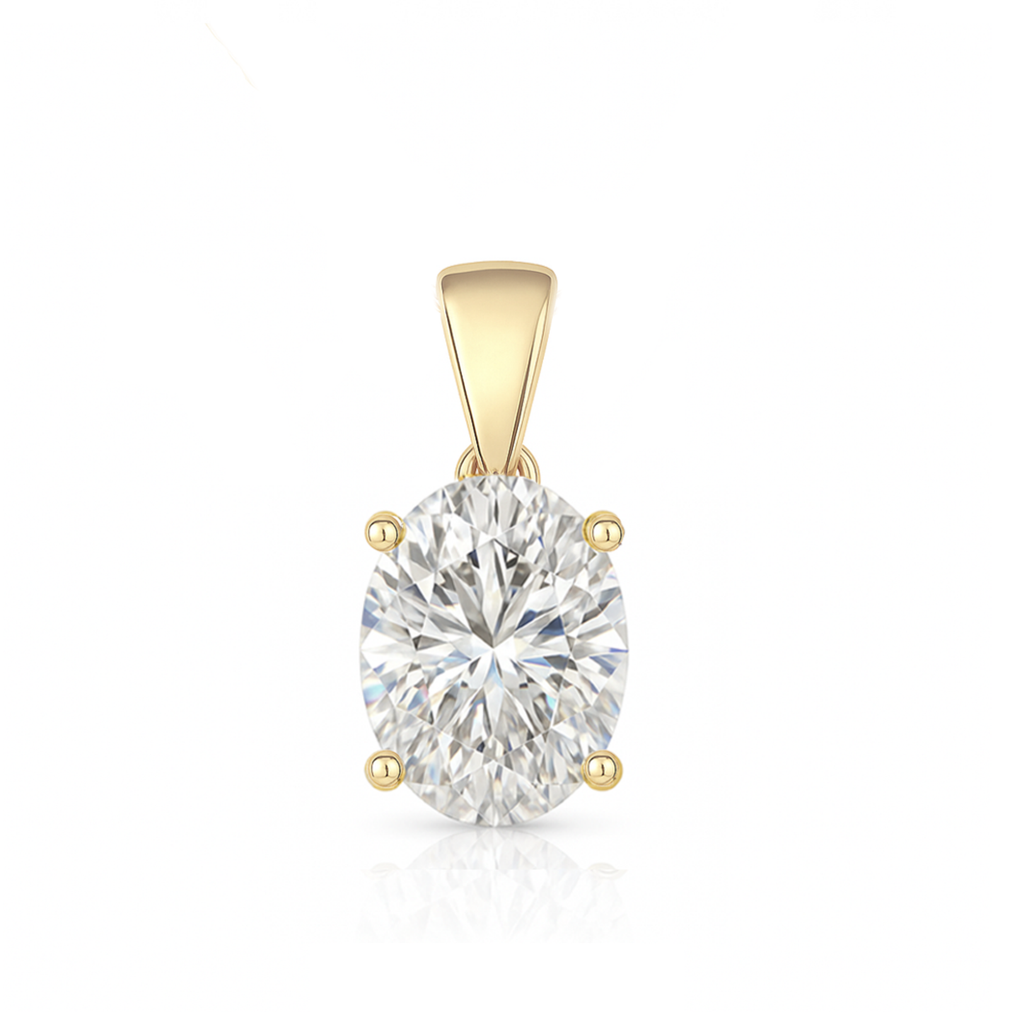 14K Gold Oval Cut Moissanite Solitaire Pendant Only - Dangle Bail