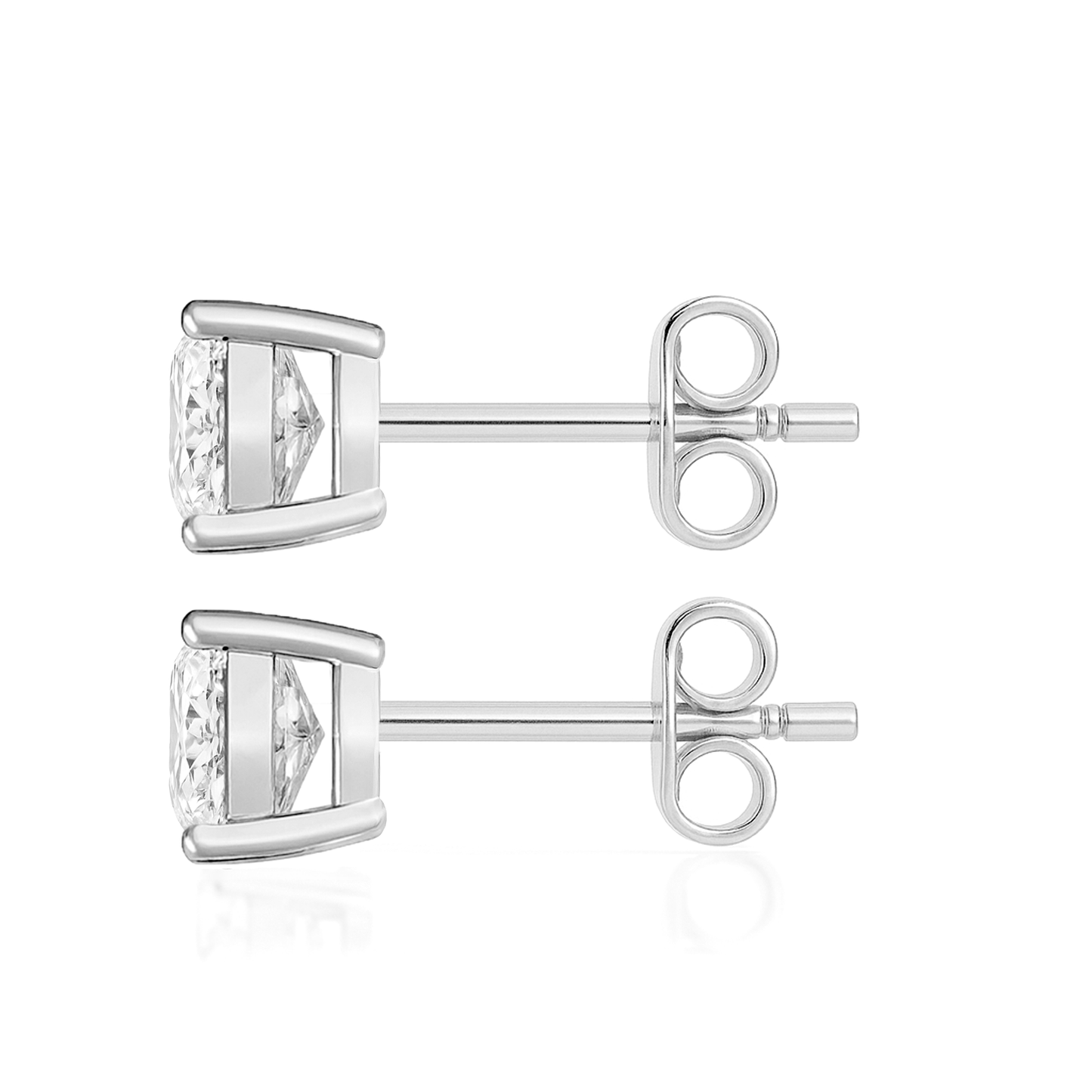 10K Gold Cushion Cut Moissanite Solitaire Stud Earrings - Push Backs