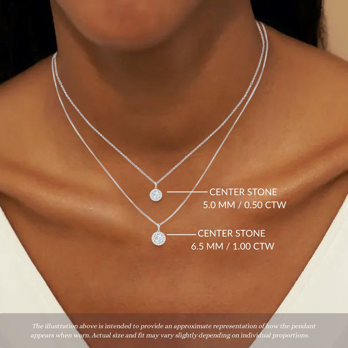 Round Cut Halo Moissanite Necklace – Dangle Bail