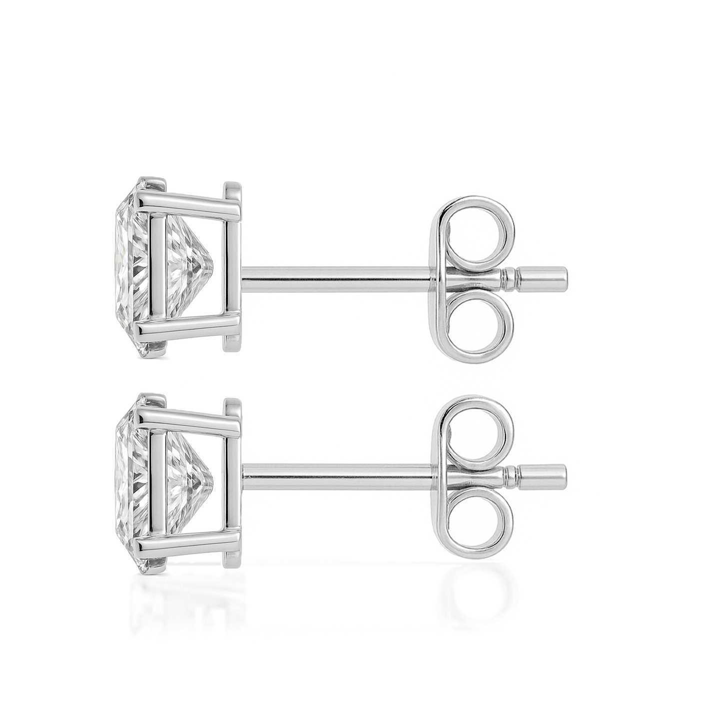 10K Gold Oval Cut Moissanite Solitaire Stud Earrings - Push Backs