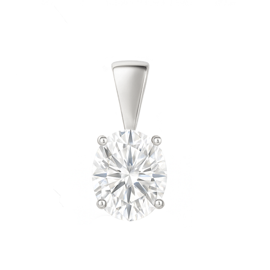 10K Gold Oval Cut Moissanite Solitaire Pendant Only - Solid Bail
