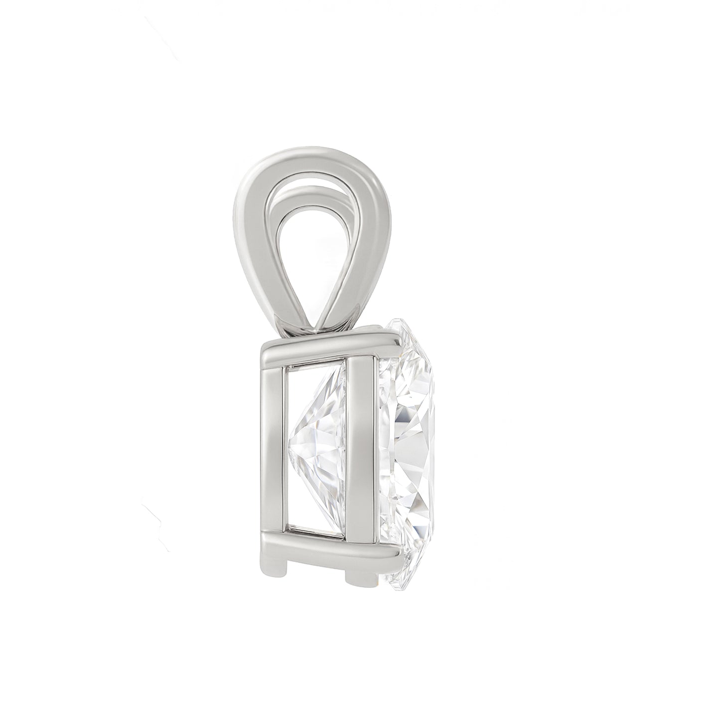 14K Gold Oval Cut Moissanite Solitaire Pendant Only - Double Loop Bail