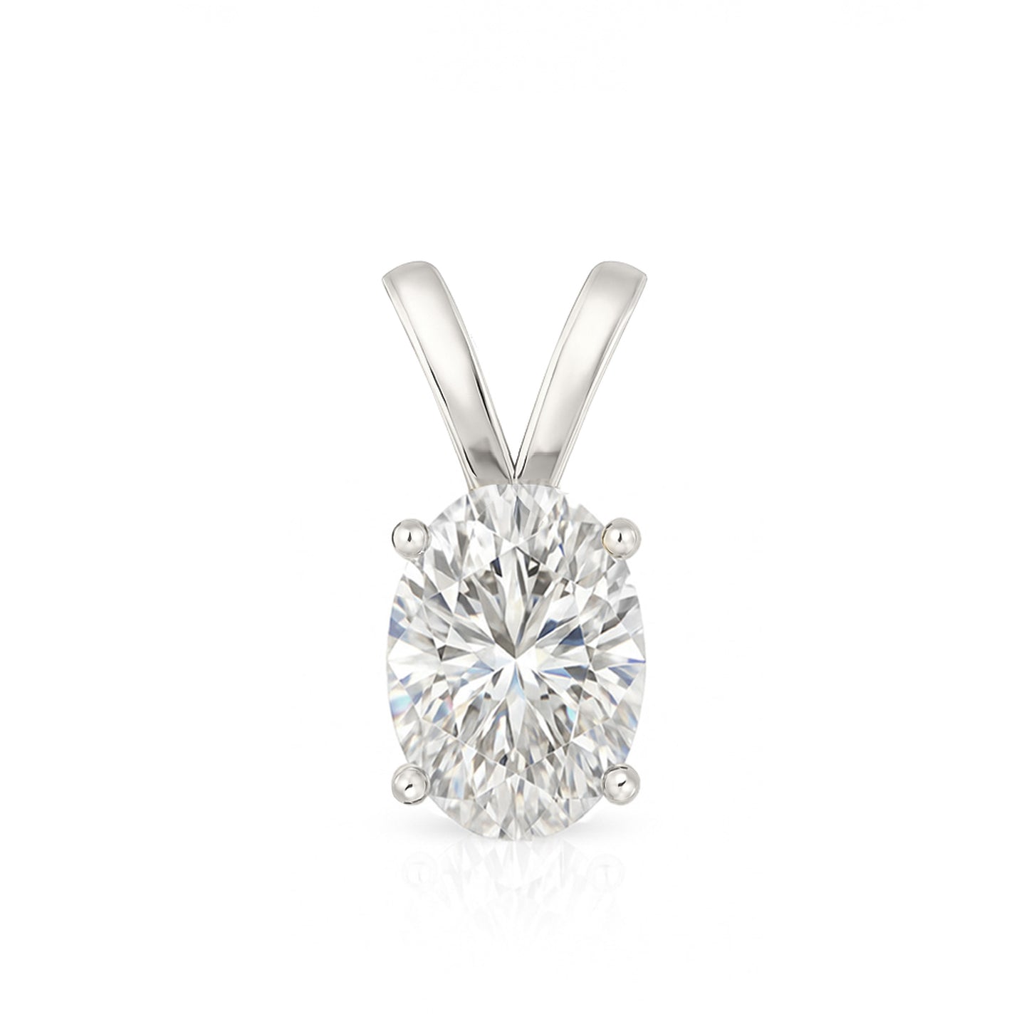 14K Gold Oval Cut Moissanite Solitaire Pendant Only - Double Loop Bail