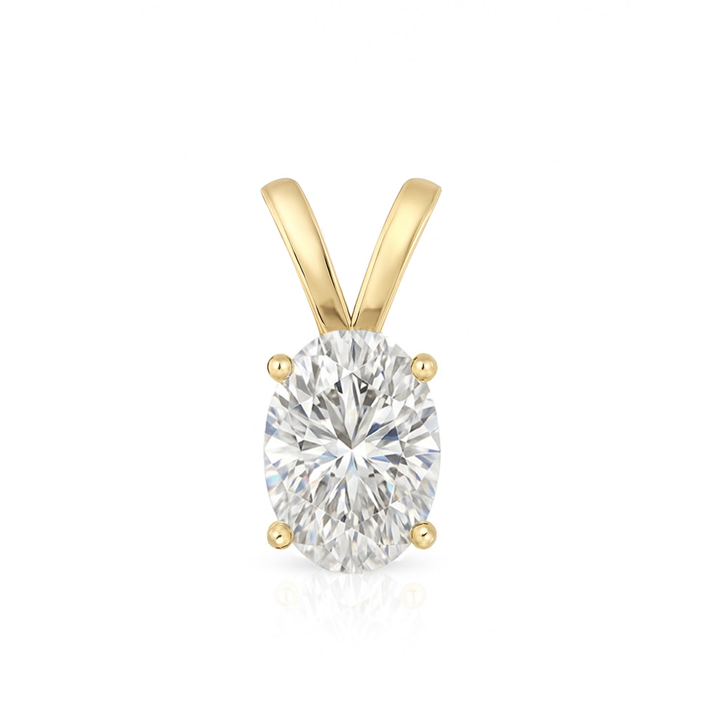 14K Gold Oval Cut Moissanite Solitaire Pendant Only - Double Loop Bail