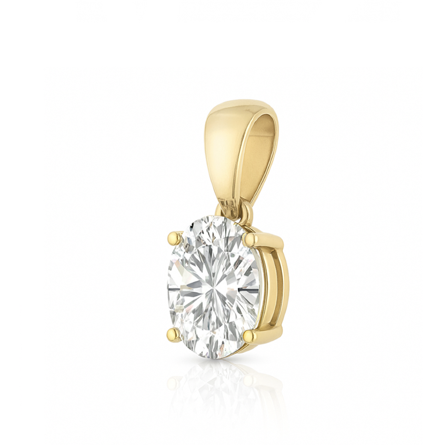 14K Gold Oval Cut Moissanite Solitaire Pendant Only - Dangle Bail