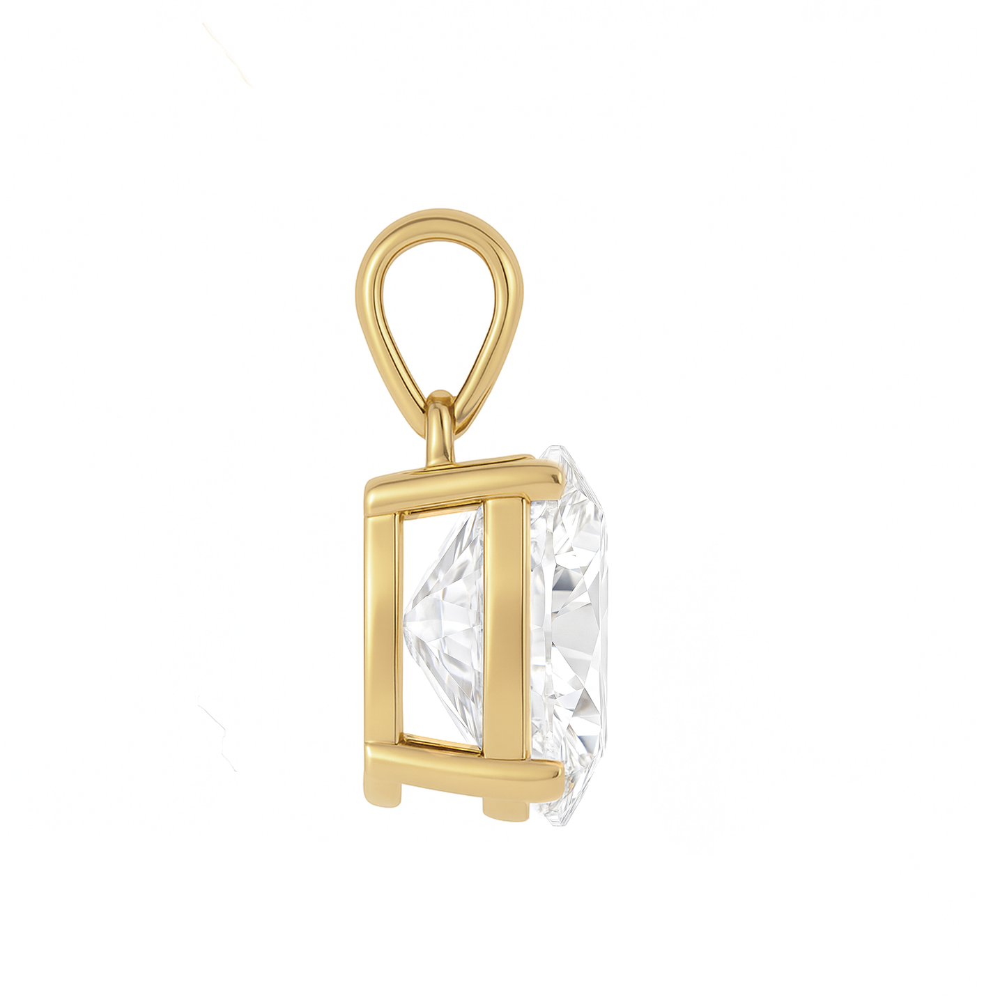 14K Gold Oval Cut Moissanite Solitaire Pendant Only - Dangle Bail