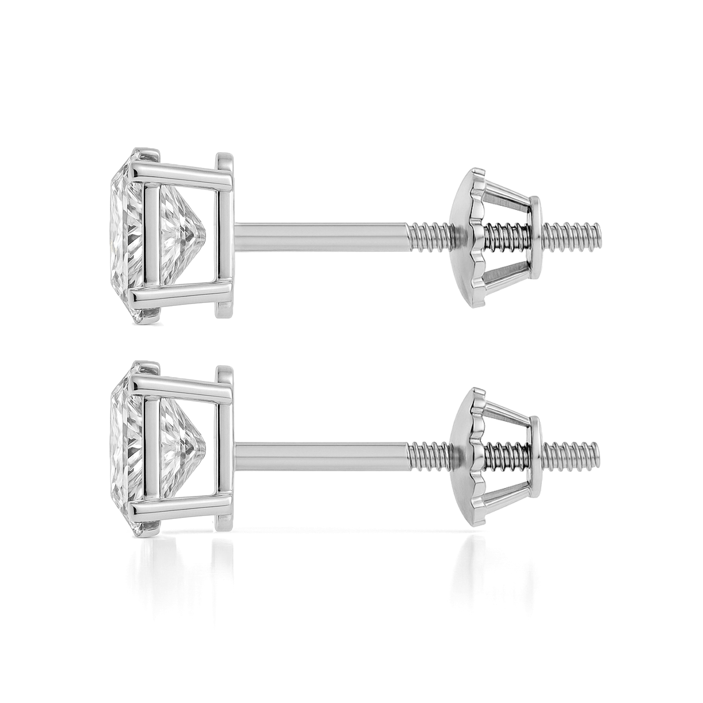 14K Gold Oval Cut Moissanite Solitaire Stud Earrings - Screw Backs