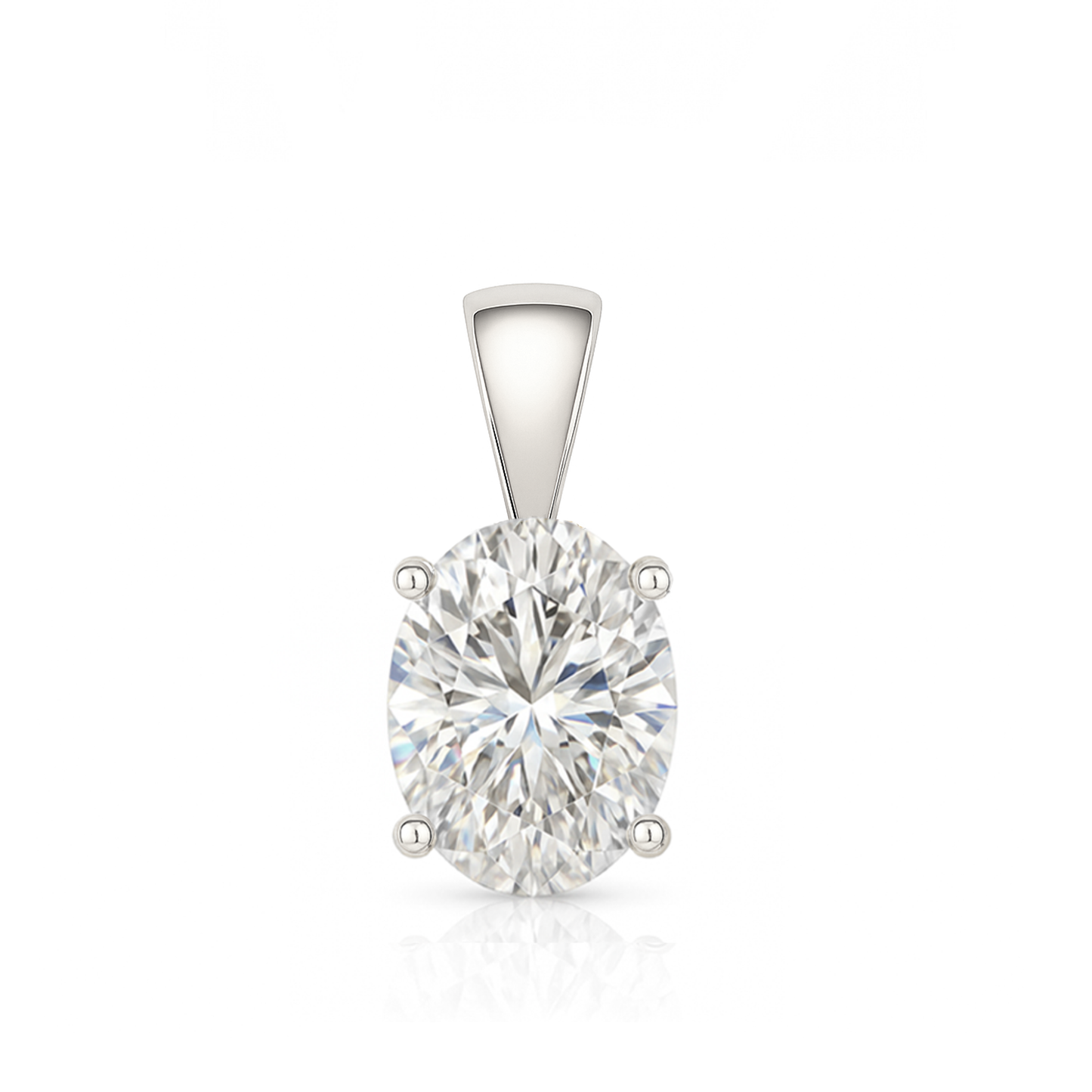 14K Gold Oval Cut Moissanite Solitaire Pendant Only - Solid Bail